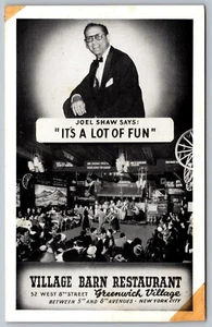 Village Barn Restaurant NYC Dances Shows EXCELLENT DINNERS $2.50 Old Postcard J8 - Picture 1 of 3