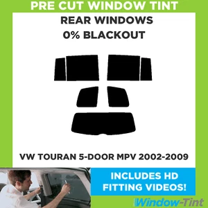 For VW Touran 5-door MPV 2002-2009 Pre Cut Window Tint Rear 0% Blackout Film - Picture 1 of 10