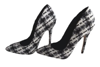 Zapatos clásicos de tacón alto de tela blanca negra para mujer Topshop 7 1/2 a cuadros $96 Foto 1 de 4