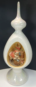 Vintage 1977 Byron Moulds Ceramic Iridescent 11" Santa Tree Top Table Ornament - Picture 1 of 7