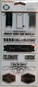 Salutations 11 durchsichtige unmontierte Acrylstempel von Fiskars Neu in Verpackung - Bild 1 von 5