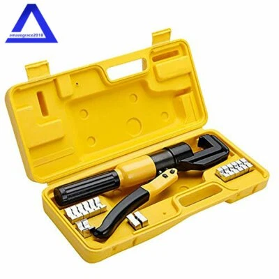 6 Ton Hydraulic Crimper Crimping Tool Wire Battery Cable Lug Terminal W/ 8 Dies - Image 1 of 4