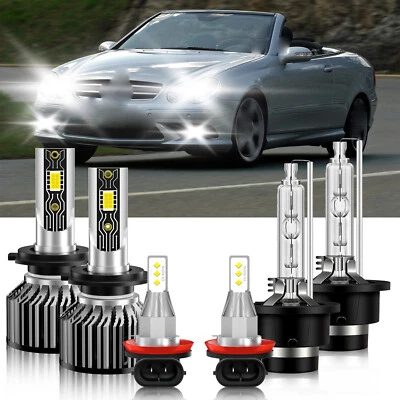 LED HID Headlight Bulbs Hi Lo Beam Fog Light For Mercedes-Benz CLK350 2006-2009 - Image 1 of 4