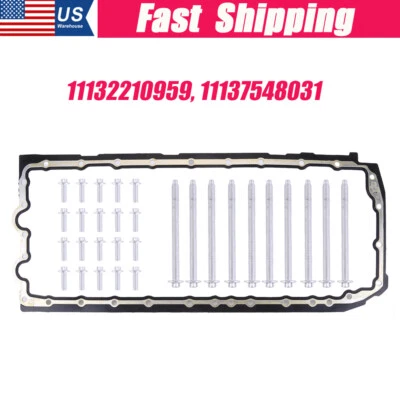 Junta del cárter de aceite del motor con juego de pernos del cárter de aceite del motor para BMW 335i 435i 535i N55 N54 Foto 1 de 4