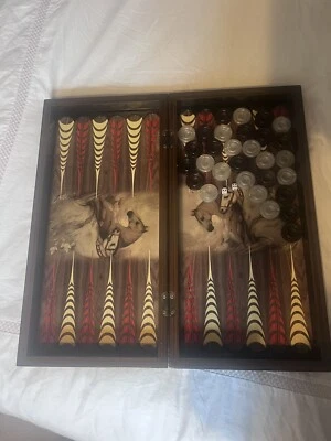 Wooden Backgammon Set handmade board Game, Real Art, Persian Art - Image 1 of 4