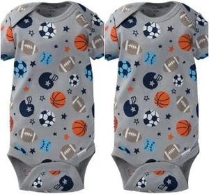 Gerber Onesie Brand Baby Boys 2 Pack Onesies Size Newborn Sports Design - Picture 1 of 1