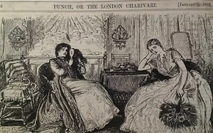 Cepillo de pelo de moda Punch Mag muy buen estado original impresión ilustración antigua 1886 - Imagen 1 de 4