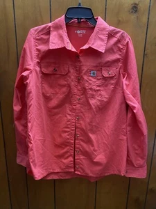 Carhartt Force Girls SZ Large 12/14 Relaxed Fit Polyester/Cotton Pink Vented - Picture 1 of 7