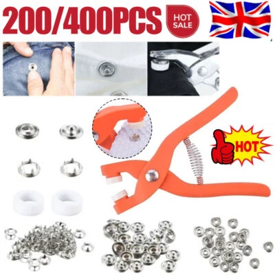 200/400PCS Snap Fasteners Kit Metal Snap Buttons with Fastener Pliers Tool Kit