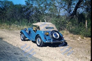 1952 35mm Red Border Slide MG TD Convertible Blue Texas Tag #4388 - Picture 1 of 1