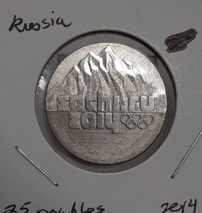 2014 Russian Federation 25 Roubles CuNi Coin Sochi Olympics - UNC w/Toning - Picture 1 of 2