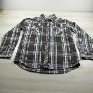 BKE Shirt Mens Extra Large Brown Button Up Slim Fit Plaid Buckle Long Sleeve - Picture 1 of 11
