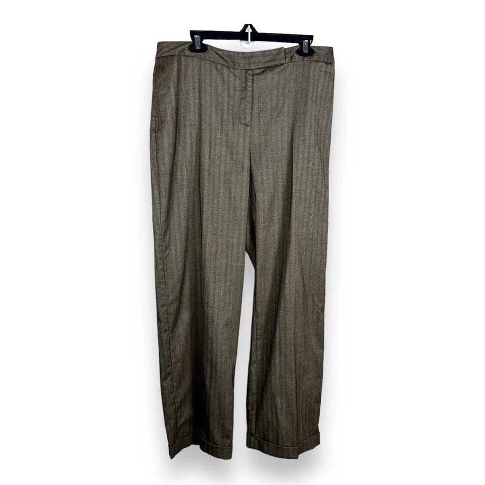 TALLA 16 VINTAGE RENA ROWAN MARRÓN ESPIGA PANTALONES PUÑOS ACADEMIA MARRÓN BRONCEADO Foto 1 de 4