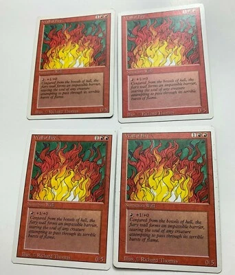 Wall of Fire MTG Revised Playset Magic the Gathering Card Uncommon 4 - Image 1 of 3