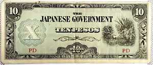 Billete de ocupación de Filipinas de 10 pesos del gobierno japonés de la Segunda Guerra Mundial - Imagen 1 de 4
