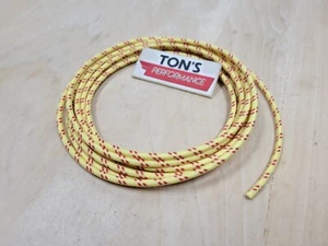 10 feet Vintage Braided Cloth Covered Primary Wire 14 gauge 14g ga Yellow Red - Bild 1 von 2