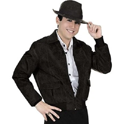 Chaqueta de cuero sintético envejecido negra inspirada en Indiana Jones, talla grande 1X Foto 1 de 3