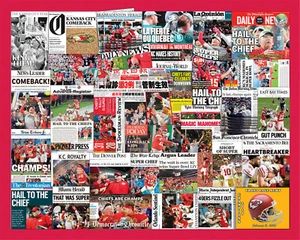 Collage de periódico de los Kansas City Chiefs 2019 Super Bowl arte estampado - Imagen 1 de 8