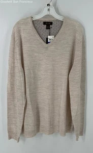 NWT Tasso Elba Gray Wool Sesame Heather V-Neck Pullover Mens Sweater Size XL - Picture 1 of 4