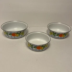 3er Set Stapelschalen aus Metall - Orangen & Trauben - Emaillegeschirr - Bild 1 von 7