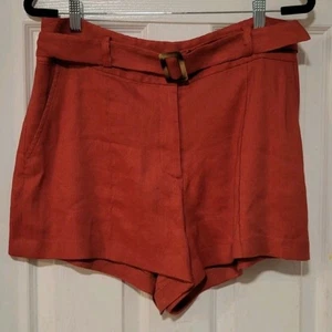 Veronica Beard Women's Makyla Shorts Linen Shorts Sz 12 Clay Red - Picture 1 of 6
