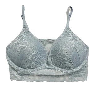 Victorias Secret PINK Wireless Push Up Bralette Size S (AA-C) Blue Lace Padded - Picture 1 of 6