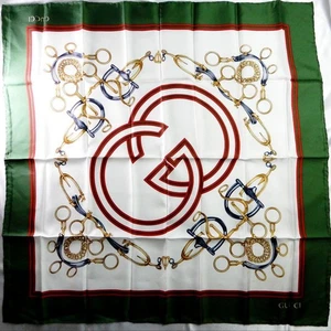 GUCCI Scarf Authentic Cloth Fashion GG Silk Green - Picture 1 of 10