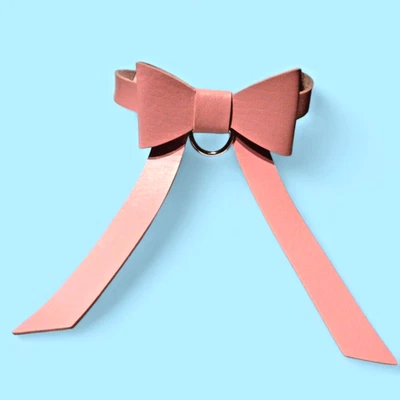 PINK BOW VEGGIE LEATHER COLLAR kawaii pastel gothic lolita grunge emo choker 8Z Foto 1 de 4