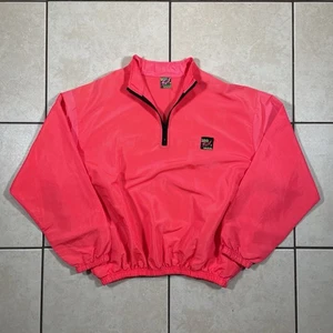 90s Vintage Surf Style Windbreaker Jacket Mens Neon Pink Mock Neck Blokecore Y2K - Picture 1 of 11