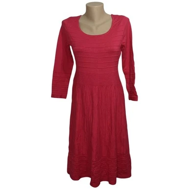 Vestido Suéter INC Acanalado Texturizado Línea A Rayas Rosa M Pullover Scoop 3/4 Sl Foto 1 de 4