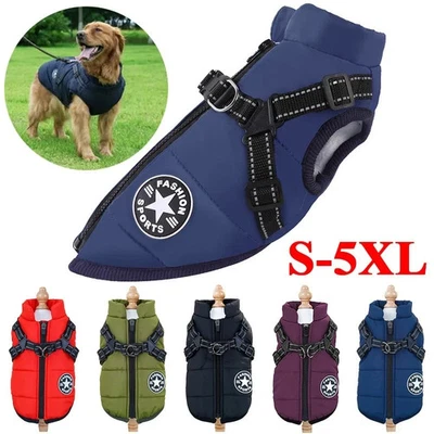 Hundejacke Winterweste Jacken Hundemantel mit Geschirr Warme Hunde Jacke Outdoor - Bild 1 von 4