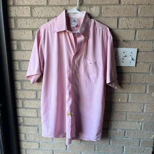 Lacoste Mens Shirt XL / 44 Made in France Button Front Collared Pink Thin Strip - Picture 1 of 7