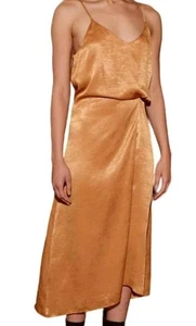 Lucy Paris NWT Sz S Midi Slip Dress Lined Ruching Adjustable Feminine Formal - Picture 1 of 11