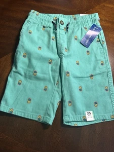 ARIZONA JEAN CO. Drawstring Waist Pineapple Print Flex Jogger Shorts XS 6/7 Teal - Picture 1 of 5