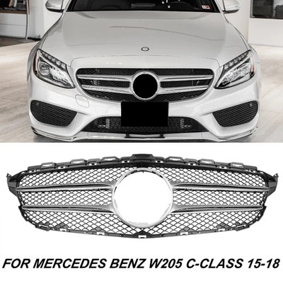Chrome Grill Front Grille For Mercedes-Benz W205 C-CLASS 2015-2018 C300 C350 C43 - Image 1 of 4