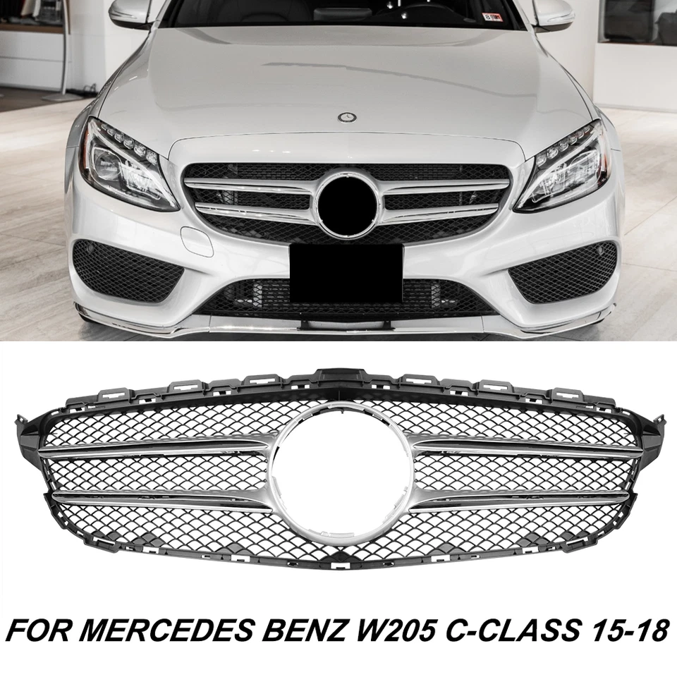 Chrome Grill Front Grille For Mercedes-Benz W205 C-CLASS 2015-2018 C300 C350 C43 - Image 1 of 4