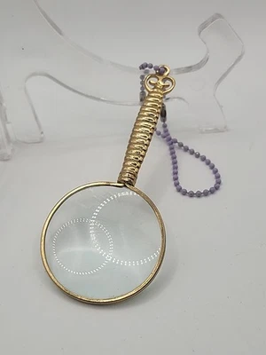 Collar Lupa Latón Antiguo Estilo Vintage Lector Lupa 4" Foto 1 de 4