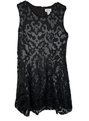 Childrens Place 女孩黑色无袖连衣裙 8 码素食皮革贴花  — 第 1/3 张图片