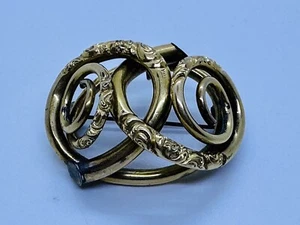 Georgian 18th c. Large Chased Rolled 14K Gold Lover’s Knot Brooch / Pendant - Picture 1 of 9