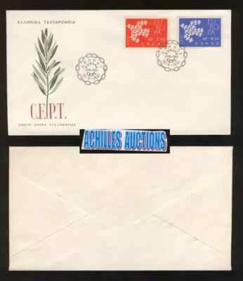 Greece Europa Cept Year 1961 , 9 doves the member countries of Europe Greek FDC - Image 1 of 4
