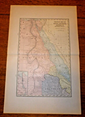 1903 年 Cram 地图 - 埃及 Abyssinia Nubia 开罗 Alexandria Khartoom 红海非洲 — 第 1/4 张图片