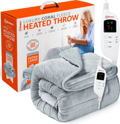 Wärmer Electric Coral-Sherpa Fleece Heated Throw Blanket Overheat Protection - Image 1 of 4