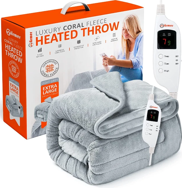 Wärmer Electric Coral-Sherpa Fleece Heated Throw Blanket Overheat Protection - Image 1 of 4