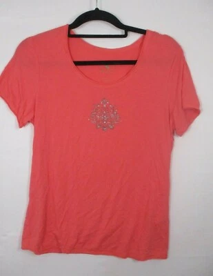 Green Tea Large Scoop Neck Cap Sleeve Lightweight Bamboo Tee w/ Shiny Accents - Image 1 of 4