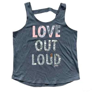 Girls 12 Justice Active Gray Pink Tie Dye Silver Sequin Sleeveless Strappy Tank - Picture 1 of 3
