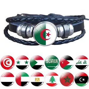 Arabische Länder Flagge schwarz Ägypten Banner Nation geflochtenes Armband Herren Damen Geschenk - Bild 1 von 30