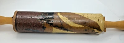 Rodillo de gres artístico de estudio tono tierra cerámica abstracta firmado cielo azul Foto 1 de 4