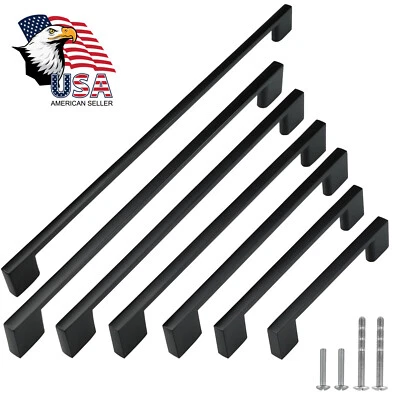 Black Modern Cabinet Handles T Bar Pulls Kitchen Drawer Hardware Stainless Steel - Image 1 of 4