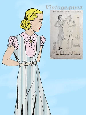 1930s Vintage Butterick Sewing Pattern 6631 Uncut Girls Jumper Dress & Blouse 10 - Image 1 of 4