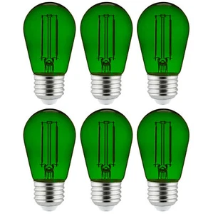 6PK S14 LED Green Christmas Filament Decorative StringLight-Shatterproof Vintage - Picture 1 of 2